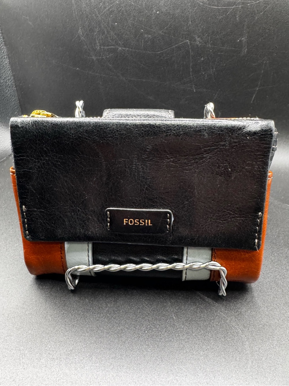 Fossil Black and Brown Leather wallet